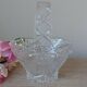 Vintage 1970s crystal basket – oval bowl with handle
