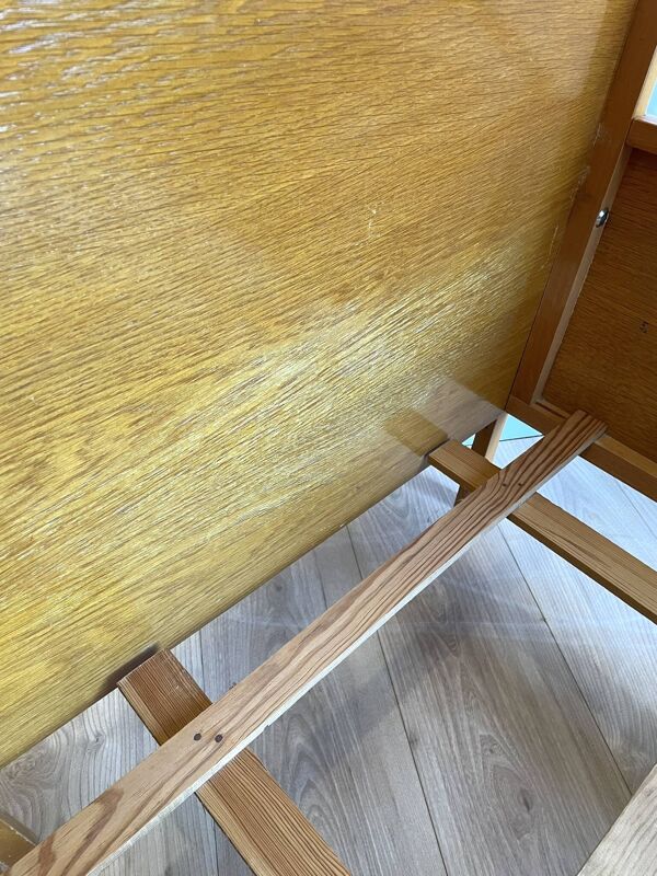 Lit bébé / Berceau vintage en bois et pieds compas - Design Mid-Century