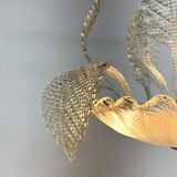 1950's Barovier & Toso Murano Glass and Brass Chandelier