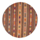 6x6 Orange & Brown Circle Striped Pattern Kilim Area Rug, 183x183Cm