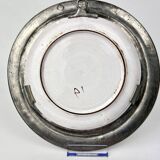 Decorative wall plate in earthenware and pewter with dandelion