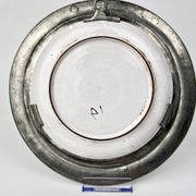 Decorative wall plate in earthenware and pewter with dandelion