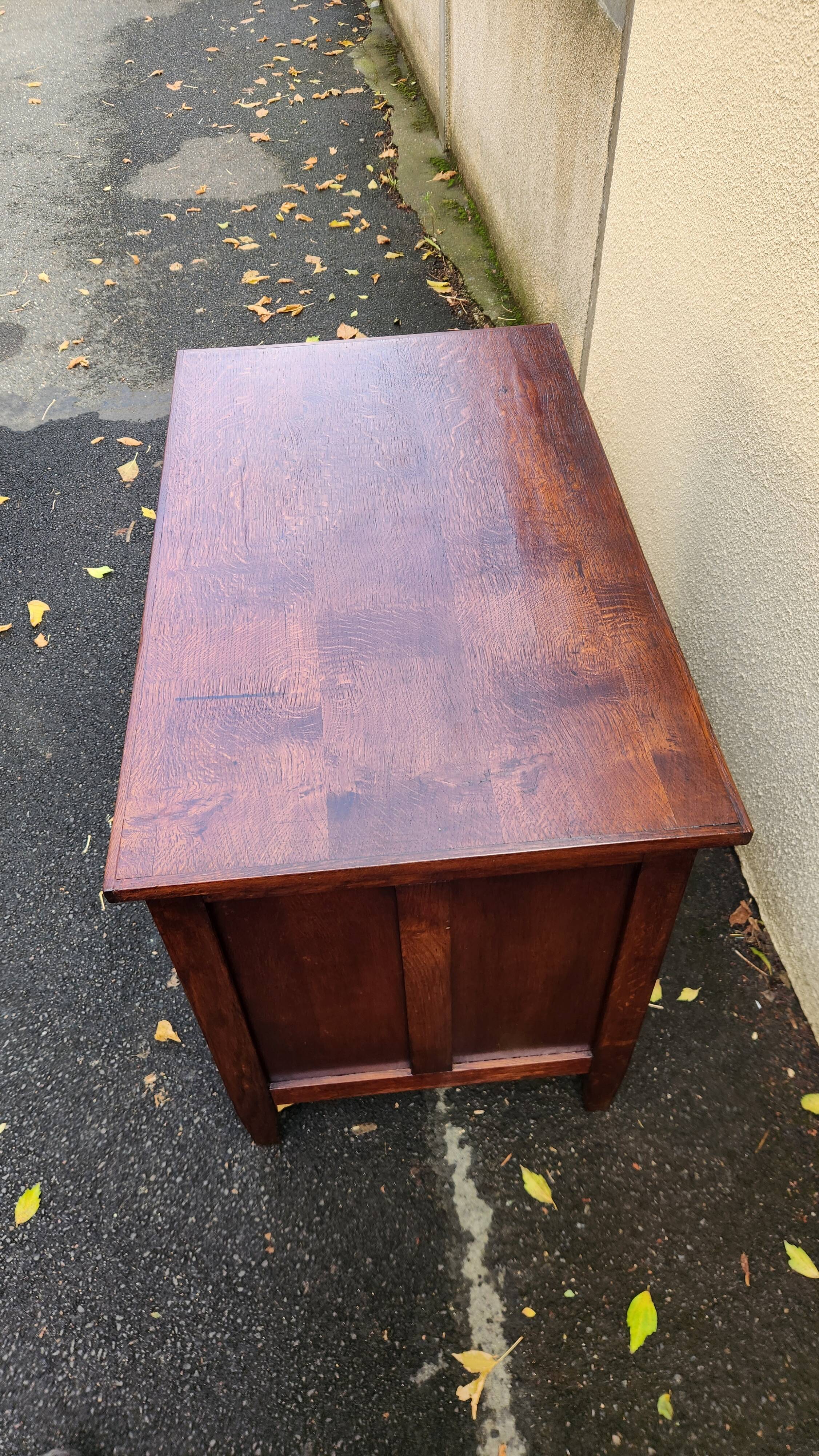 Beautiful 1940s beechwood desk with drop-leaf front