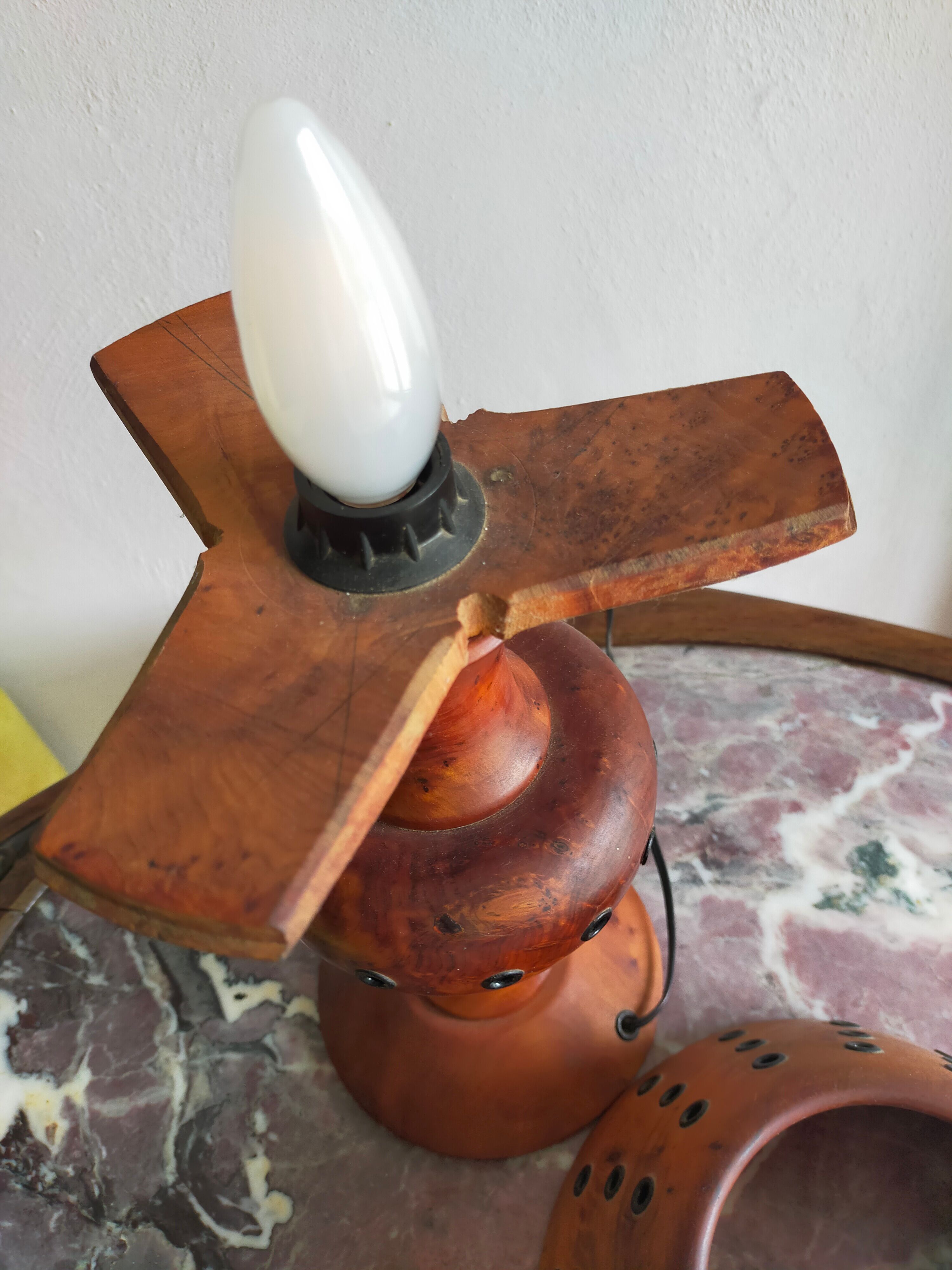 Olive wood lamp