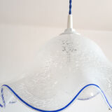 Pendant lamp in blue spotted glass 1970