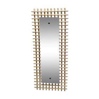 Vintage rectangle rattan bamboo mirror