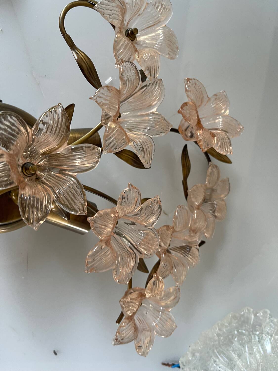 Pink Murano Glass Flower Sconces Set of 2