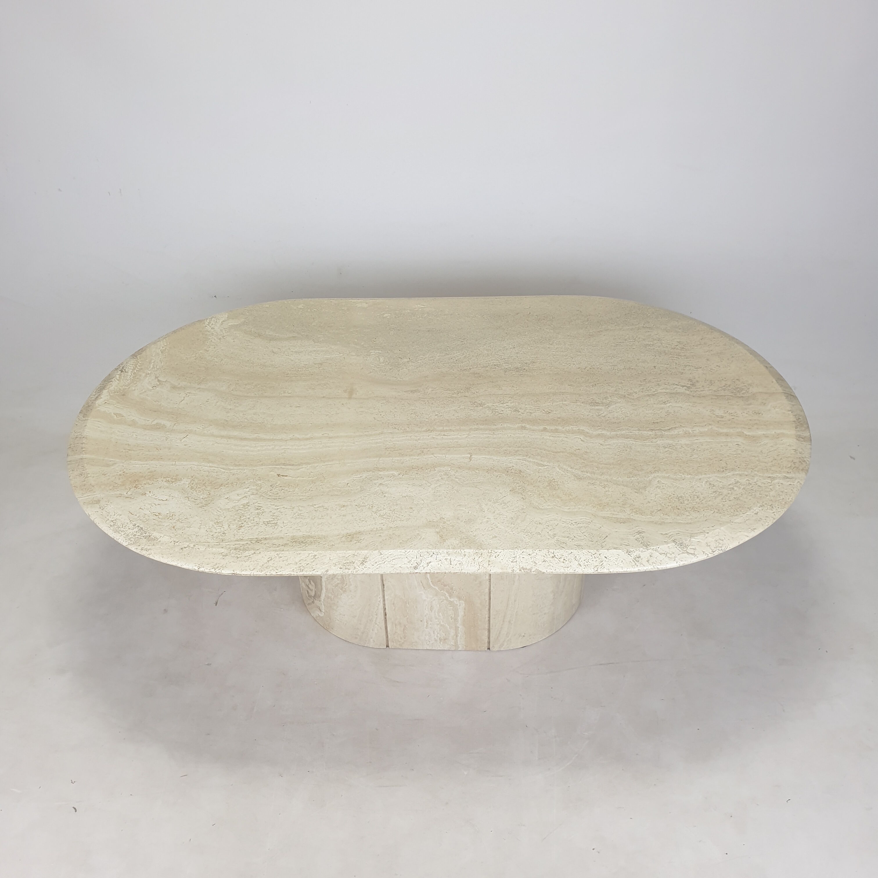 Italian Oval Travertine Coffee Table, 1984