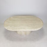 Italian Oval Travertine Coffee Table, 1984