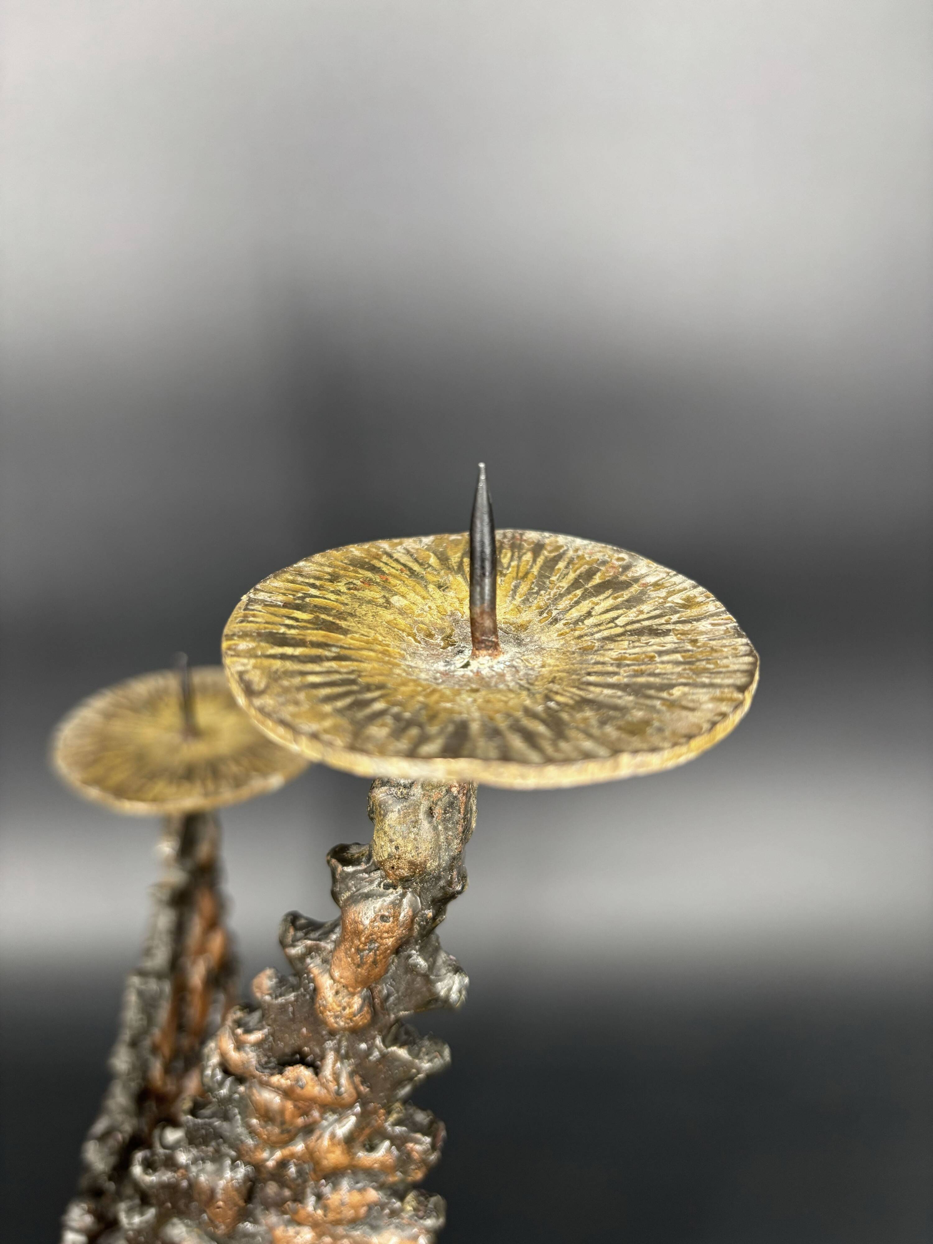 Brutalist sculptural chandelier with 4 lights