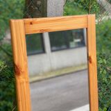 Rounded rectangular Scandinavian mirror in solid pine 48x140cm