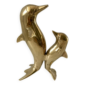 brass animal dolphin duo 1950s