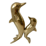 animal en laiton duo de dauphins années 1950