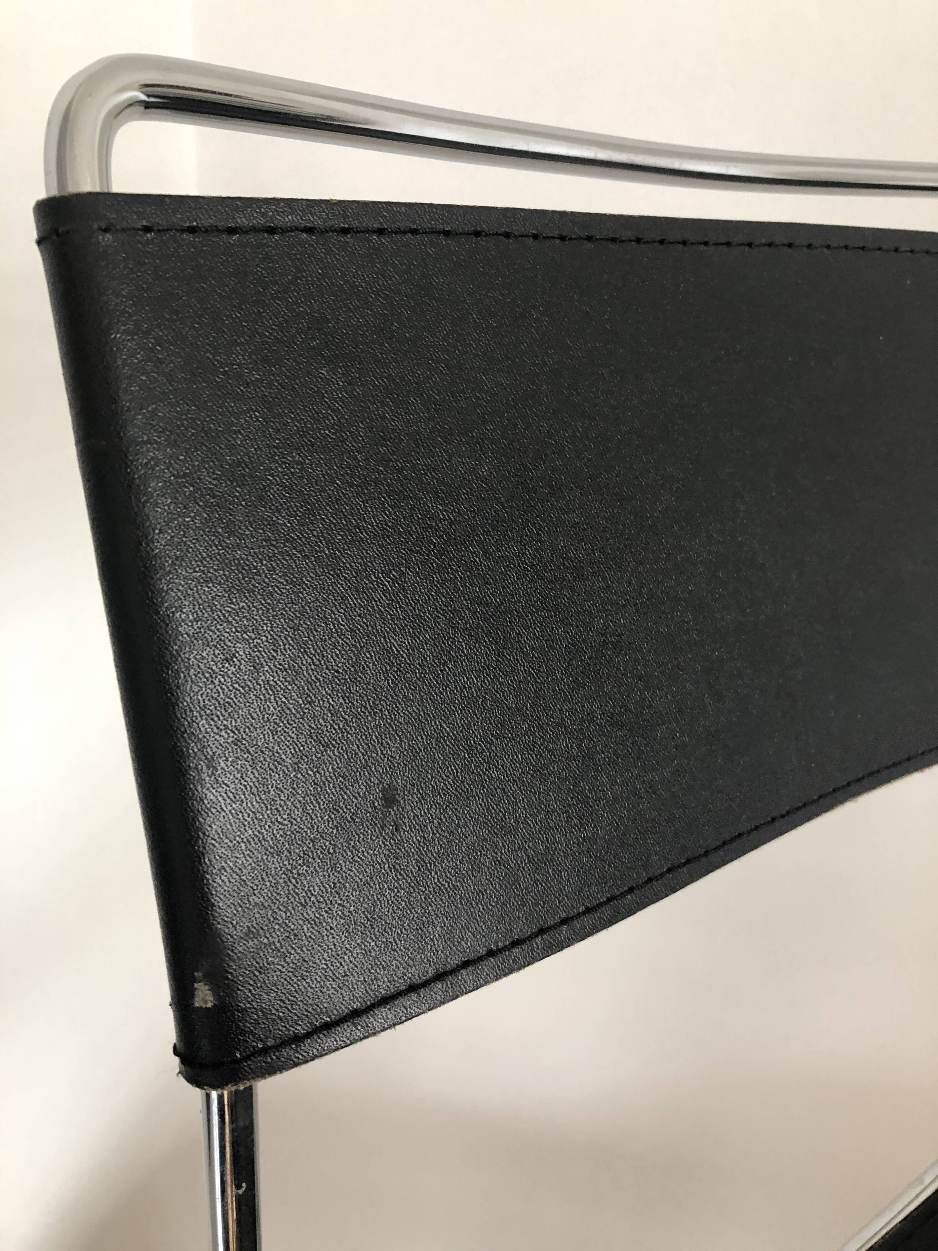 Lot de 4 chaises de salle à manger en cuir Giandomenico Belotti pour Alias