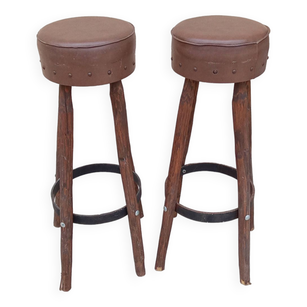 Paire de tabouret de bar haut vintage brutaliste
