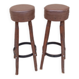 Pair of high vintage brutalist bar stools