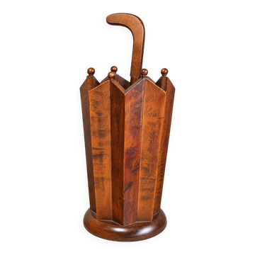 Carved solid wood umbrella stands, Art Deco