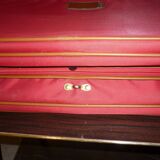 Valise Samsonite toile rouge et cuir des années 80