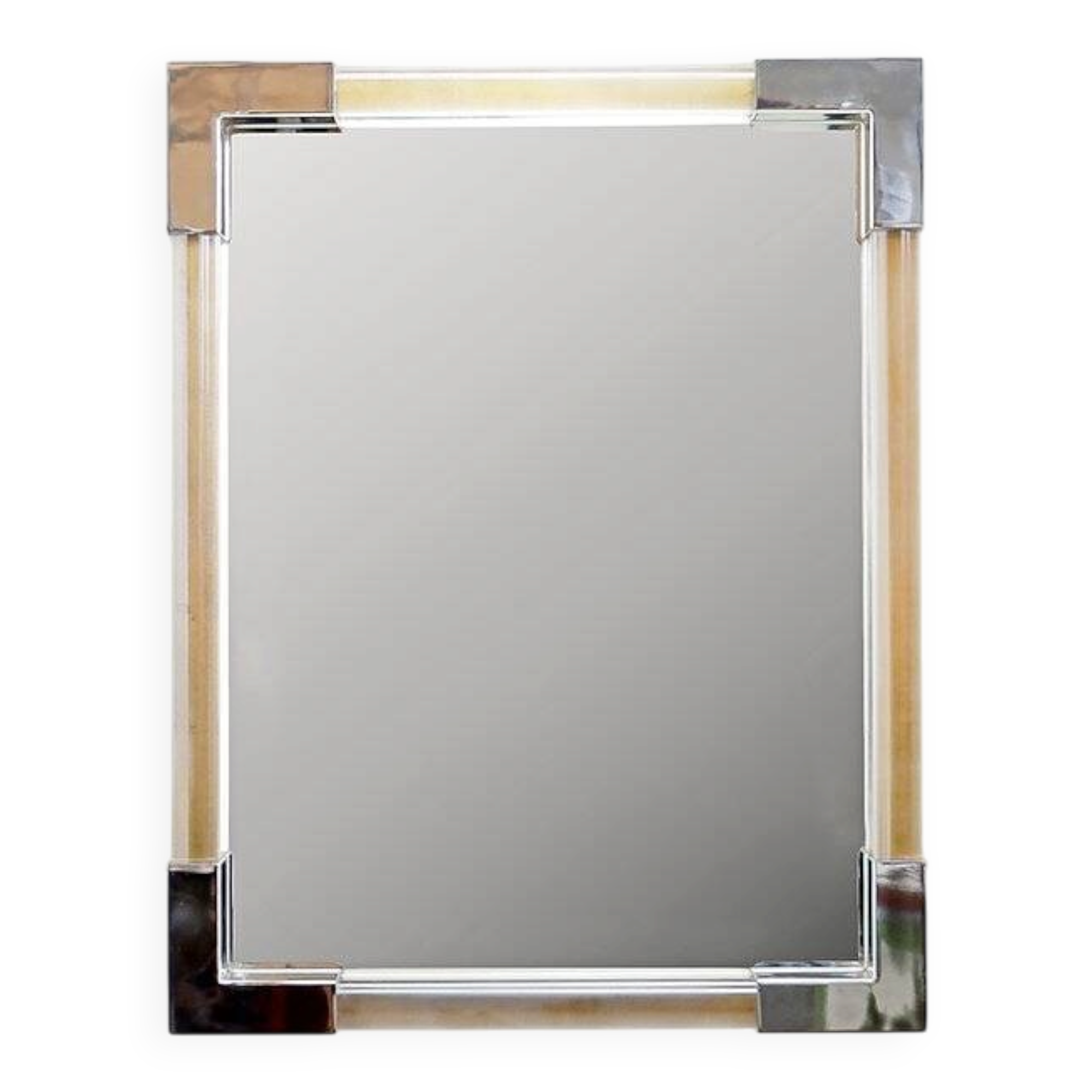 Wall mirror in lucite and chrome, 1970s