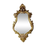 Vintage Rococo wall mirror, gold, Italy, circa 1950-1970, wood and gilded stucco.