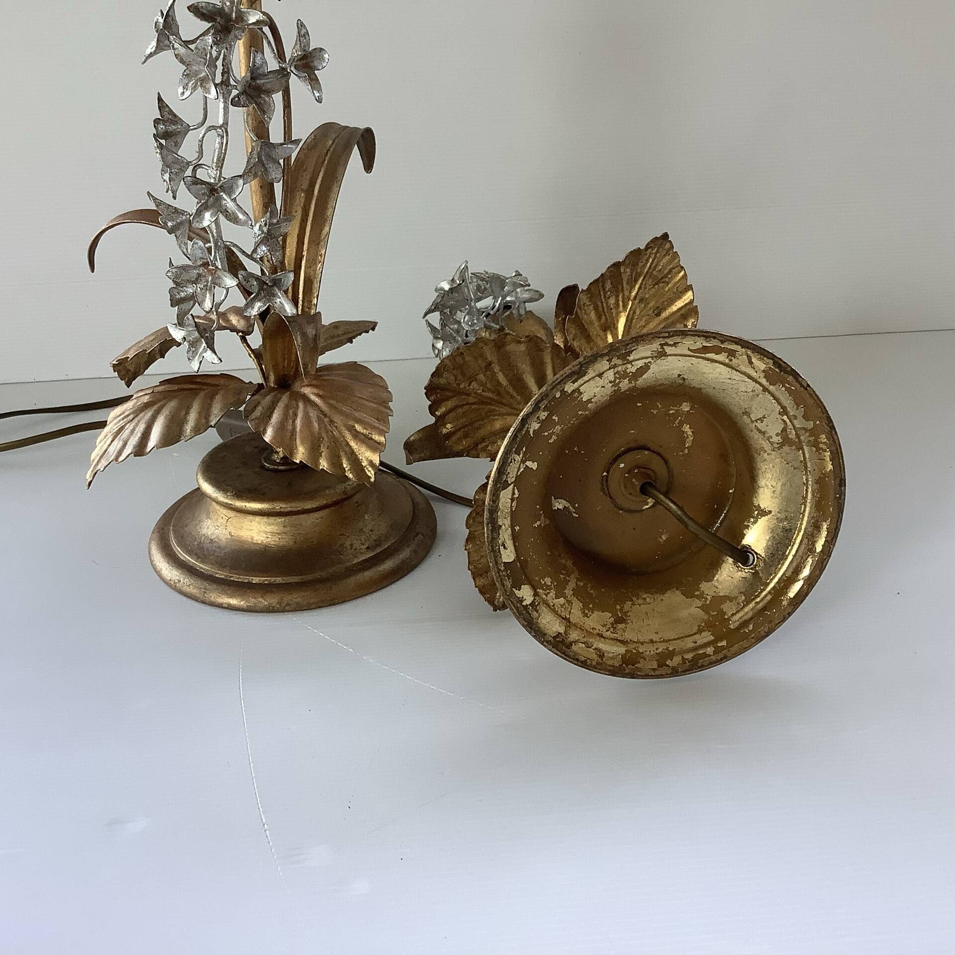 Pair of Lamps Attributed to Hans Kogl Vintage 1970 Hollywood Regency Wisteria