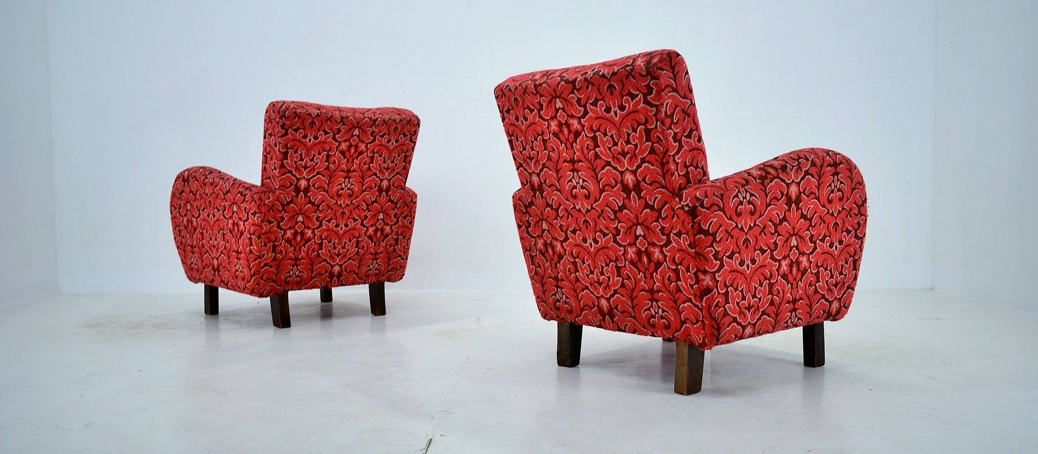 Set of two rare art deco armchairs h-283 by jindřich halabala, 1949s