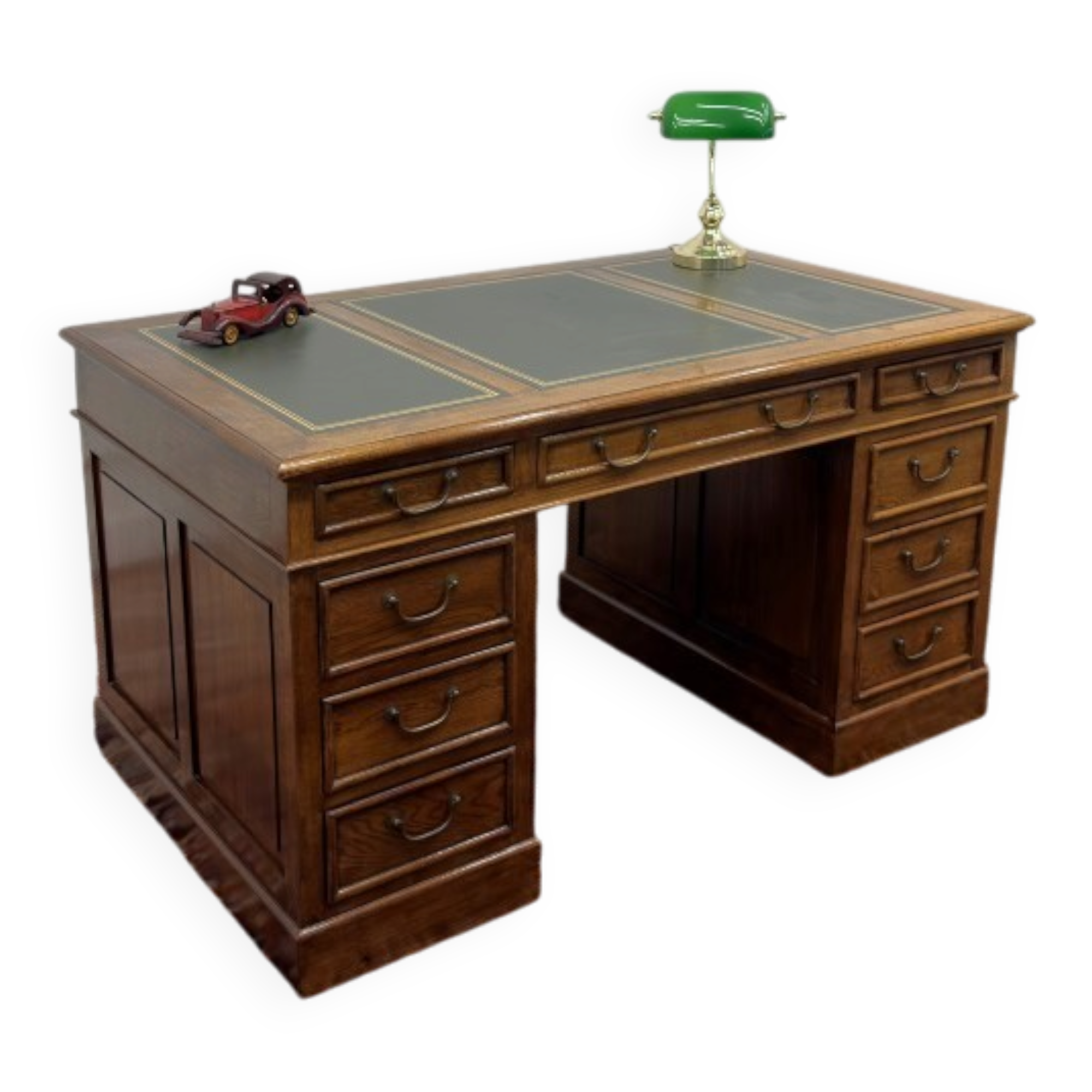 Classic English Desk with Green Inlay
