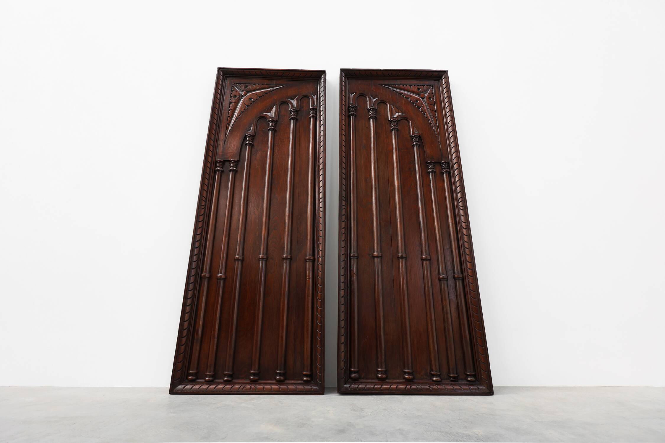 Large Carved Portuguese Oak Wall Panels, 1850s, Set of 2