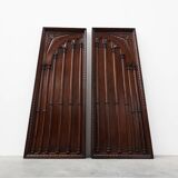 Large Carved Portuguese Oak Wall Panels, 1850s, Set of 2