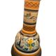 Vintage orange Portuguese table lamp with a ceramic base.