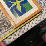 Iris Canvas Painting in Antique Wooden Frame