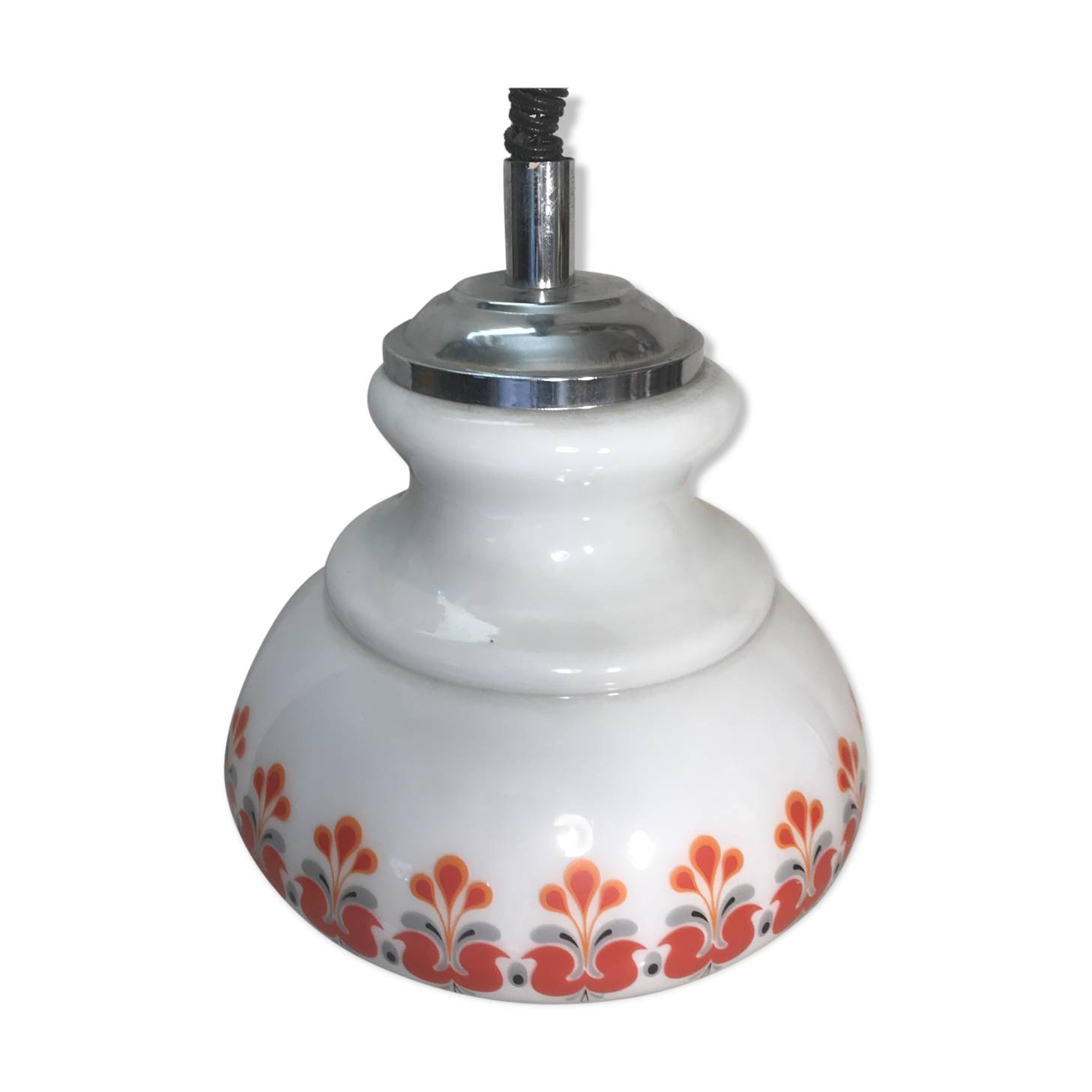 Old monte kitchen hanging white opaline drop vintage orange drawing