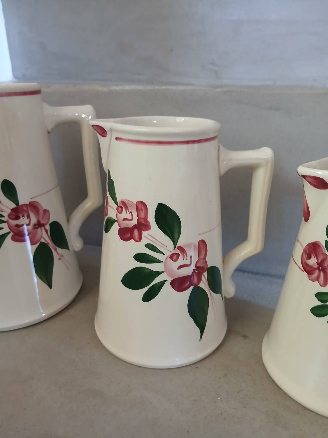 3 antique Sarreguemines pitchers