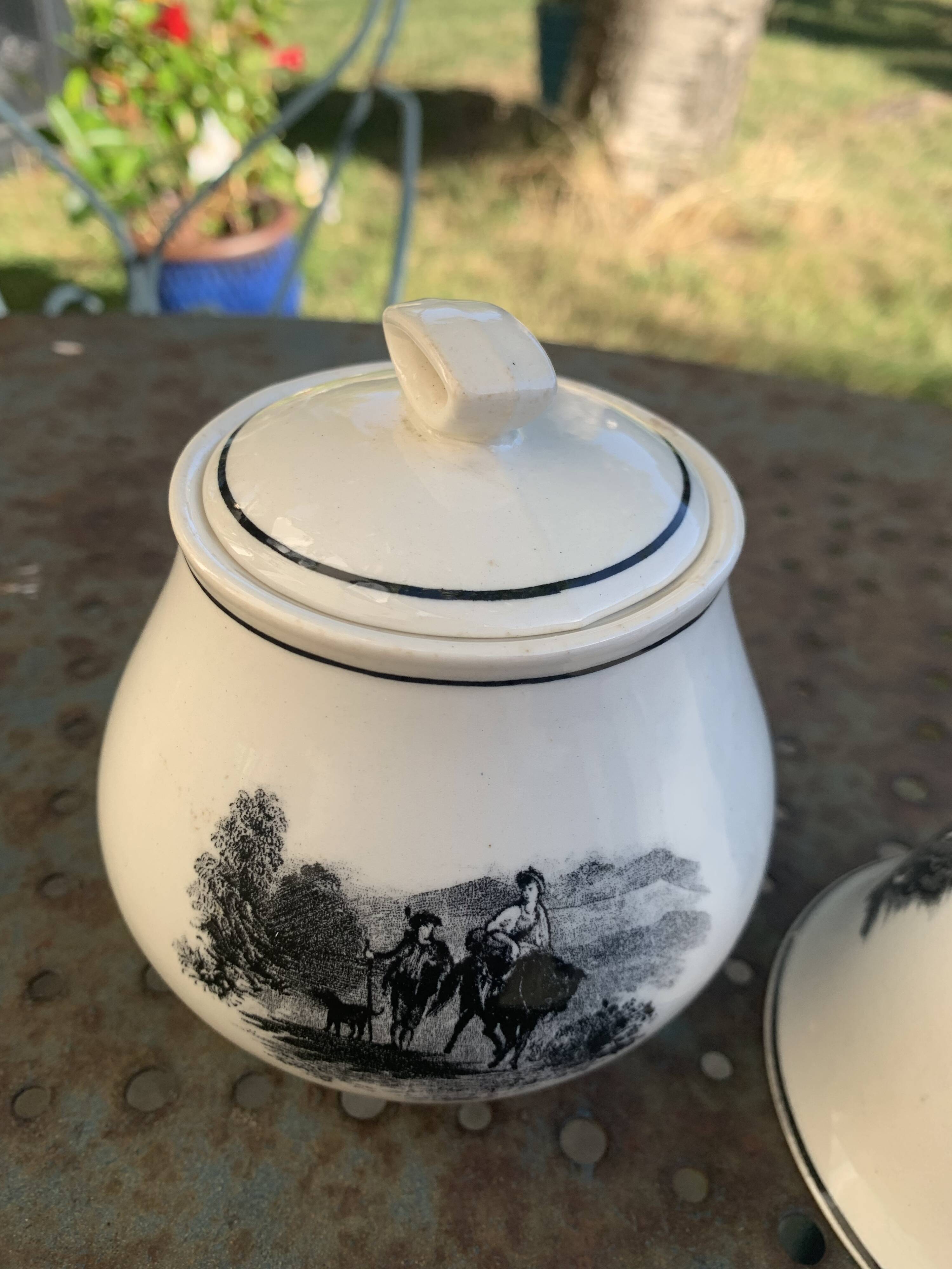 Coffee or tea service, earthenware with rustic motif, Keralux, Boch