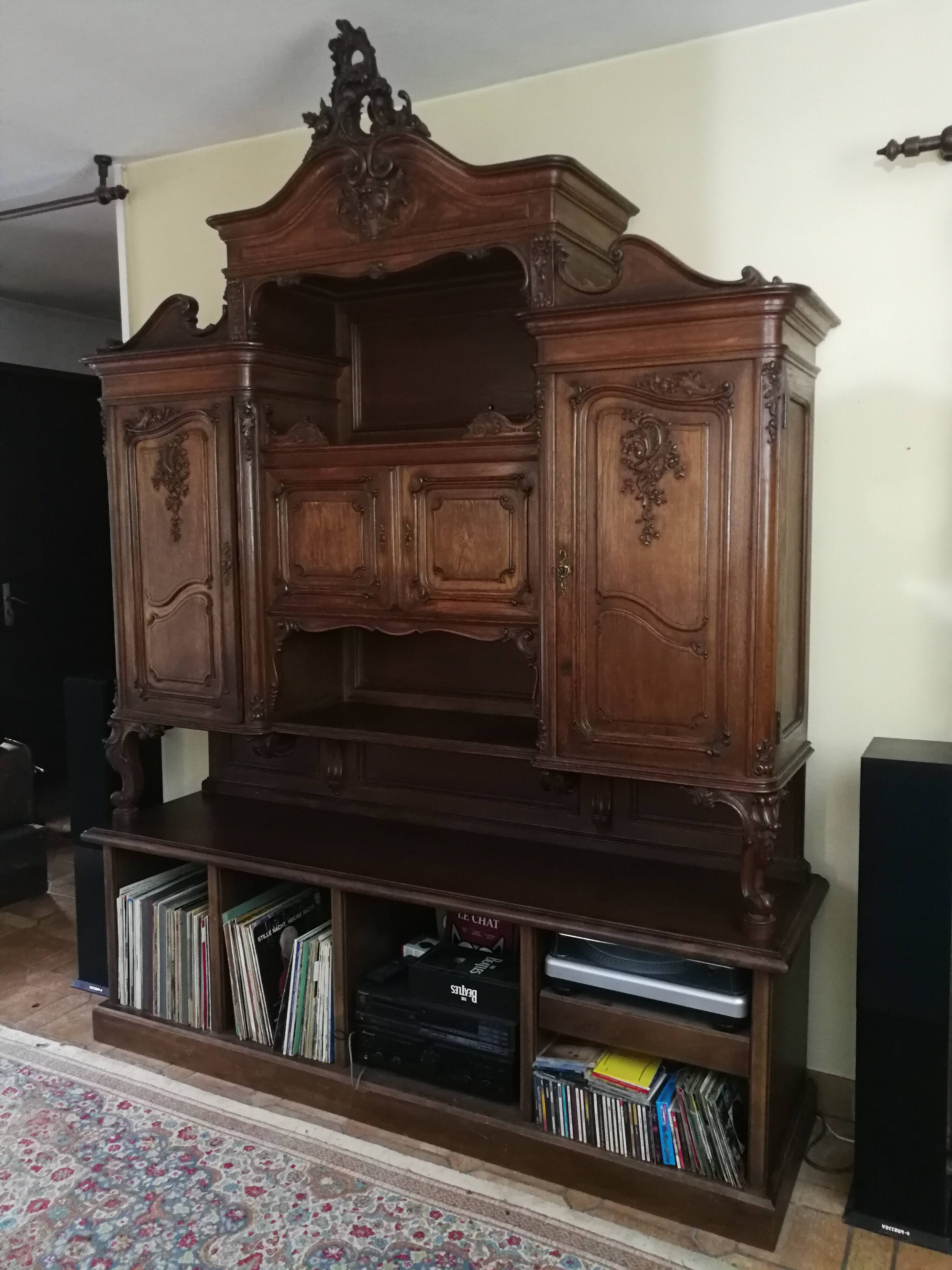 Upper part of an antique 19th-century dresser, Louis XV style.