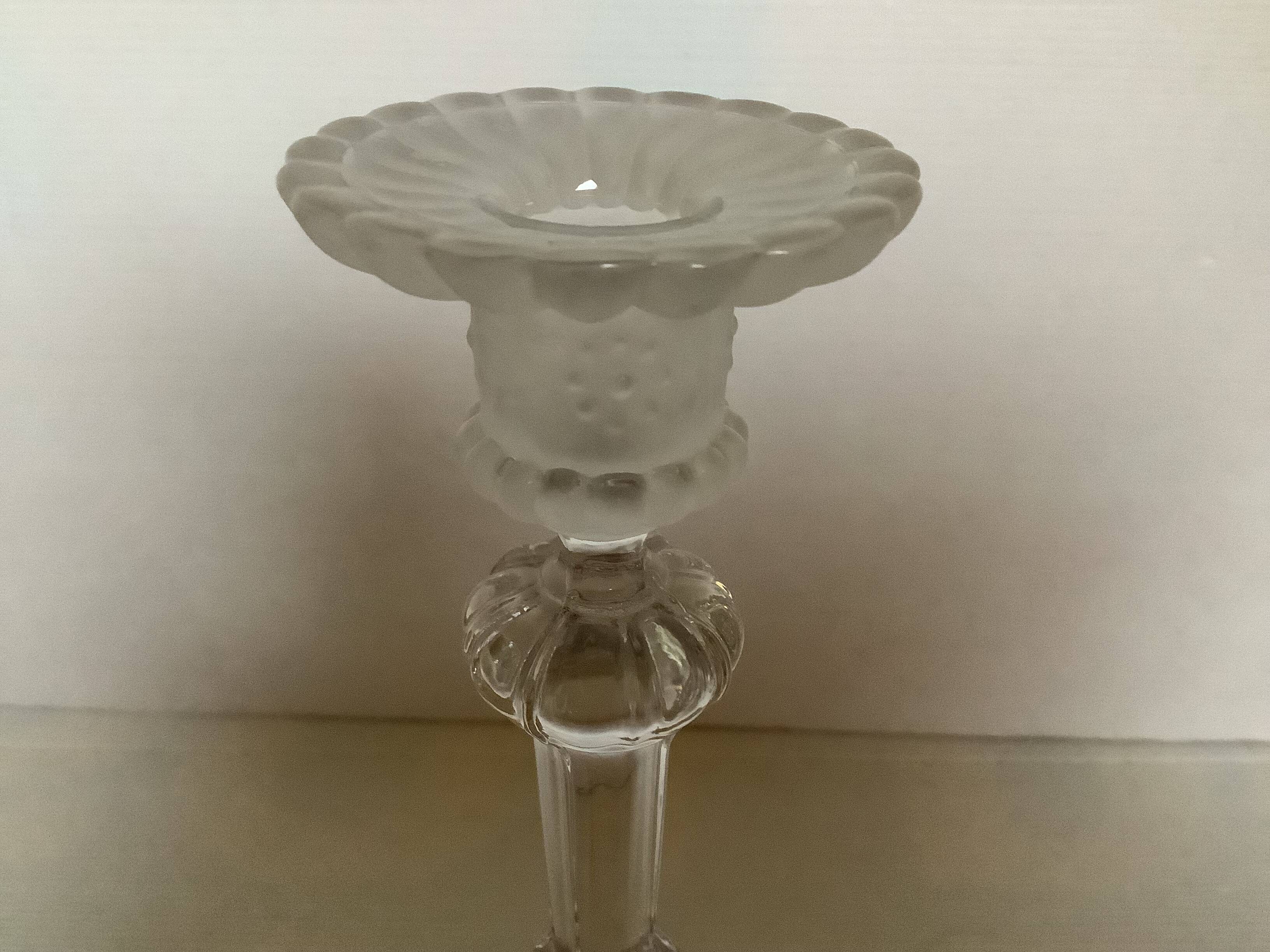 Pair of antique Val Saint Lambert griffin candlesticks