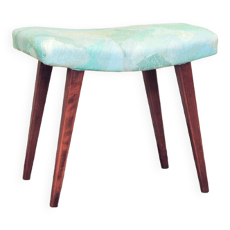 Vintage stool mint blue fabric