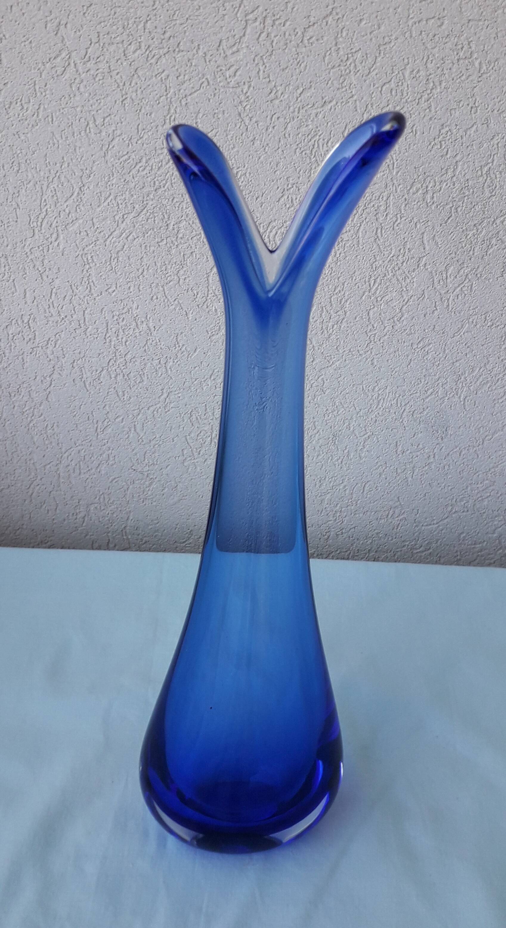blue glass vase
