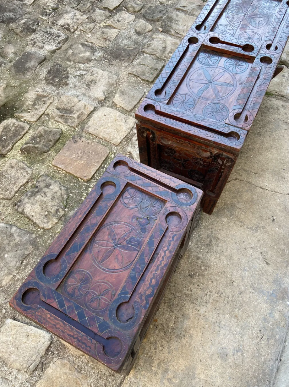 Set of Moroccan cedar wood chests