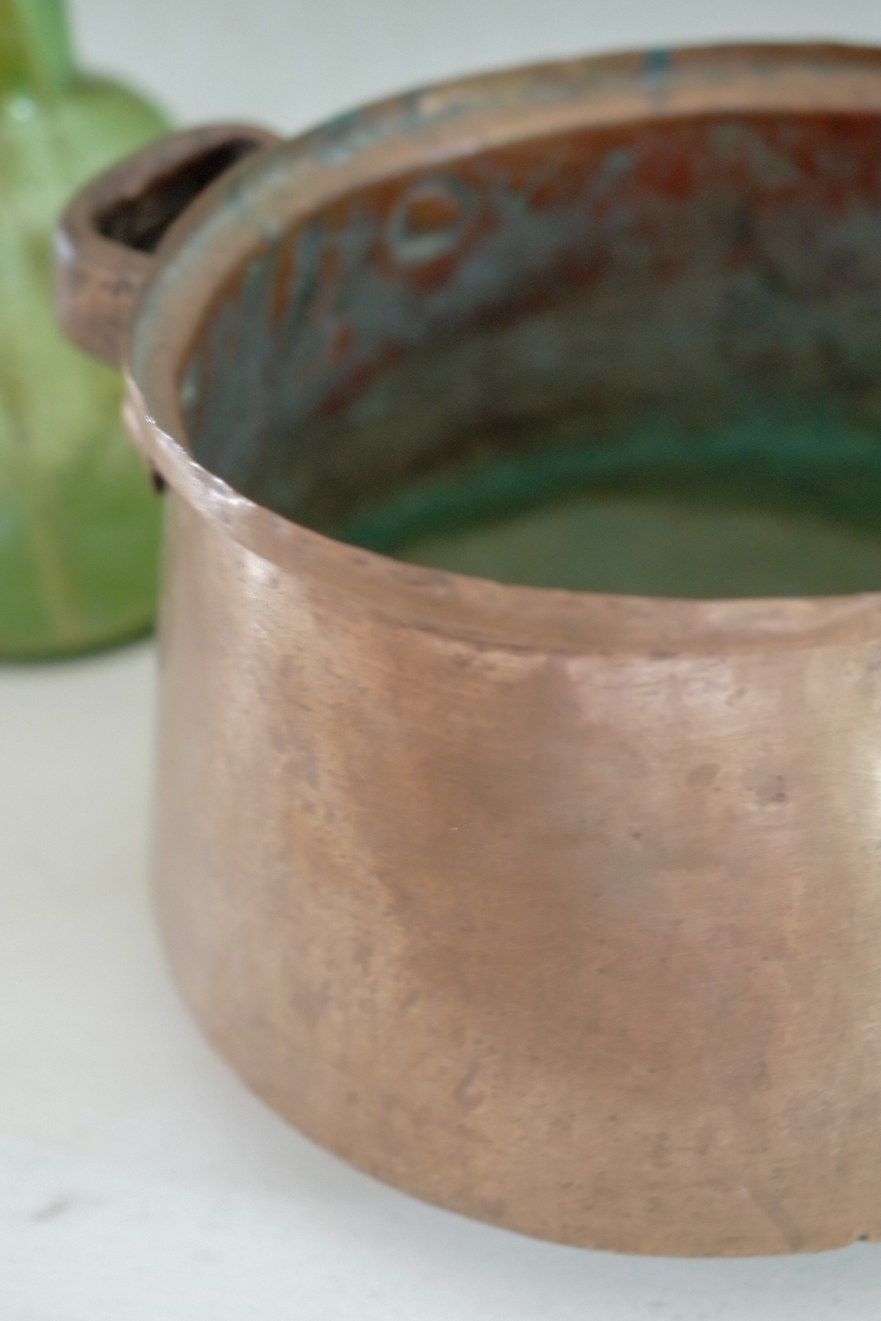 Old copper pot cover