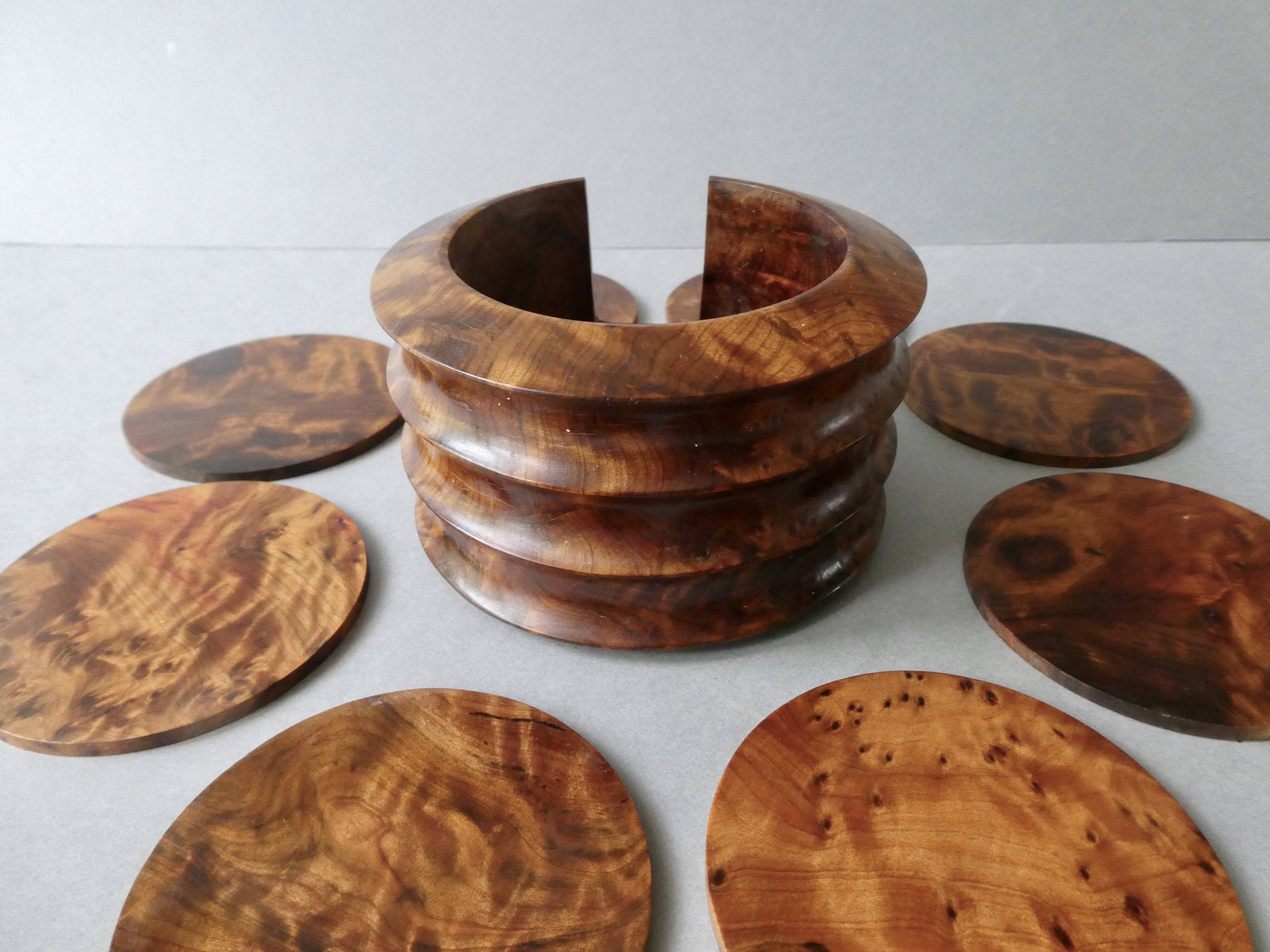 8 under glass in elm burl, Art Deco style