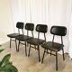 Lot de 4 chaises d'école vintage / Cuir noir / STOL Kamnik années 80 Yougoslavie