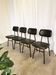 SET of 4 Vintage School Chairs /Black Leather / STOL Kamnik 80s Yugoslavia