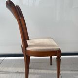 4 chaises Style Directoire en bois massif - Assise tissu crème