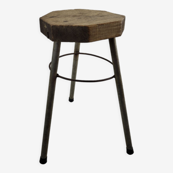 Tabouret tripode métal & bois