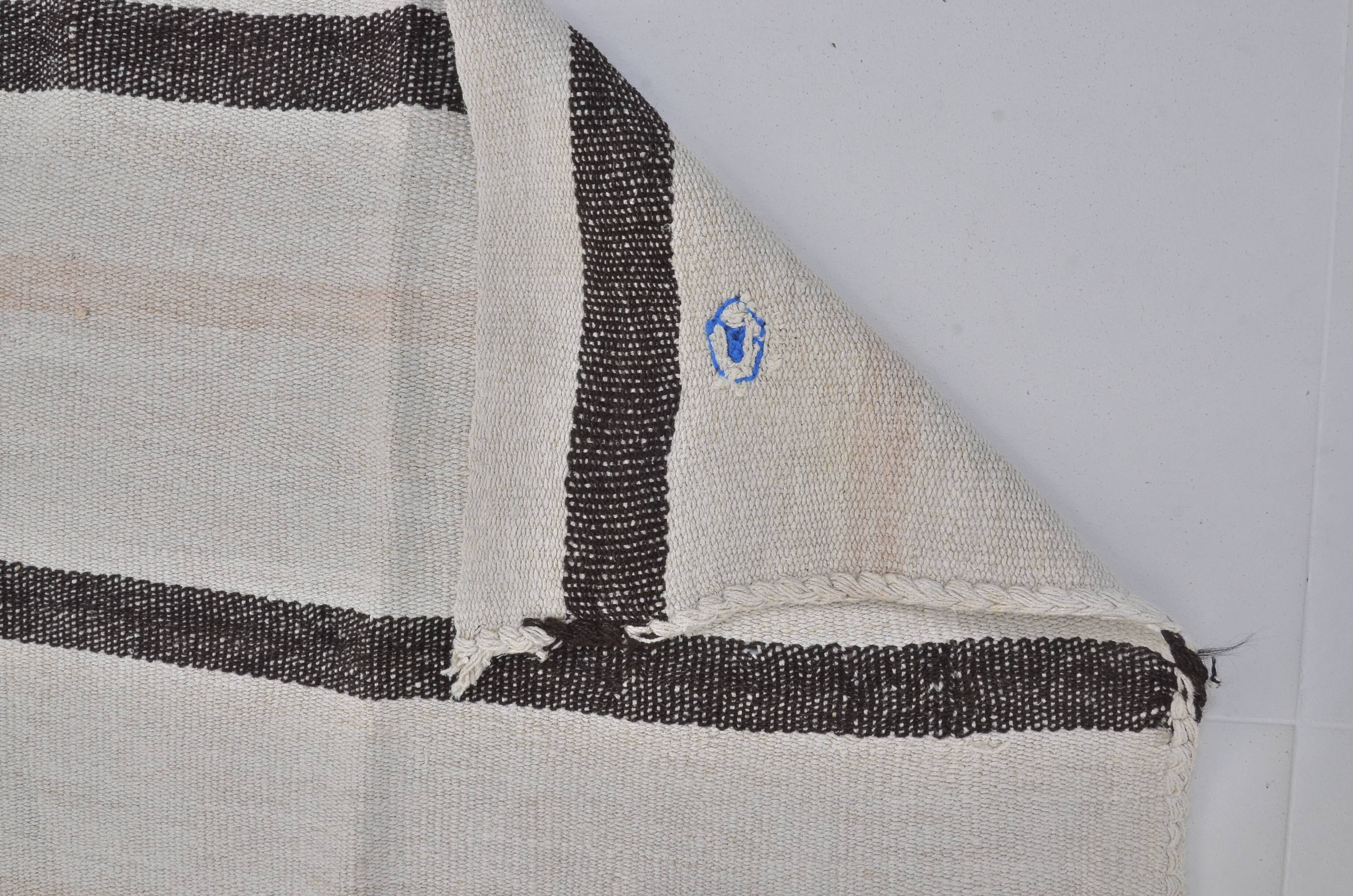 Oushak Hemp Kilim Rug with Stripes sku 3667