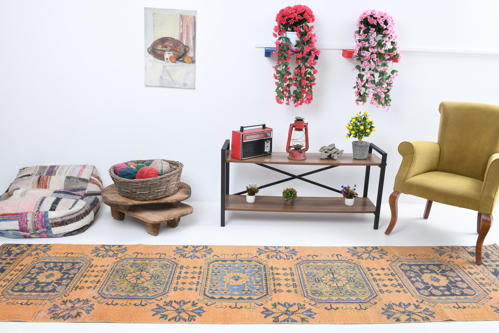 Long hallway turkish runner rug 341x81cm