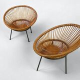 Pair of rattan armchairs, circa 1960-1970