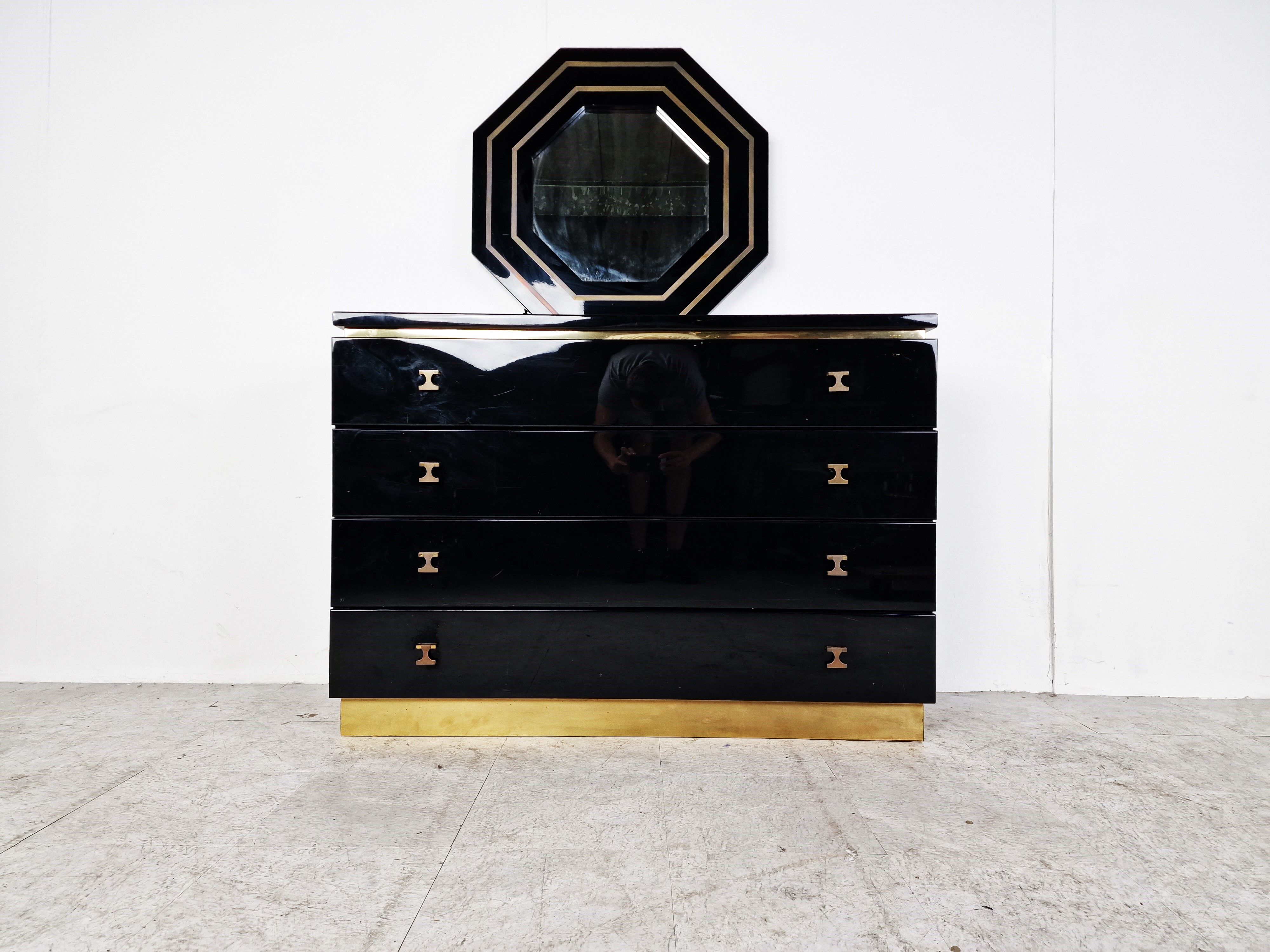Jean Claude Mahey chest of drawers with mirror, 1970s