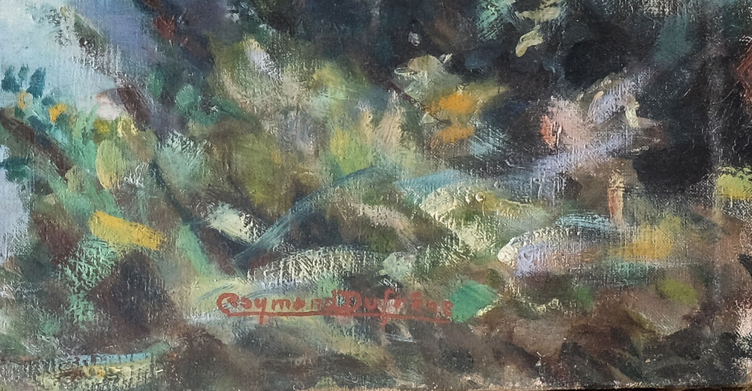 River and bridge landscape painting